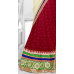 Stunning Maroon Colored Lace Bordered Chiffon Lehenga Saree